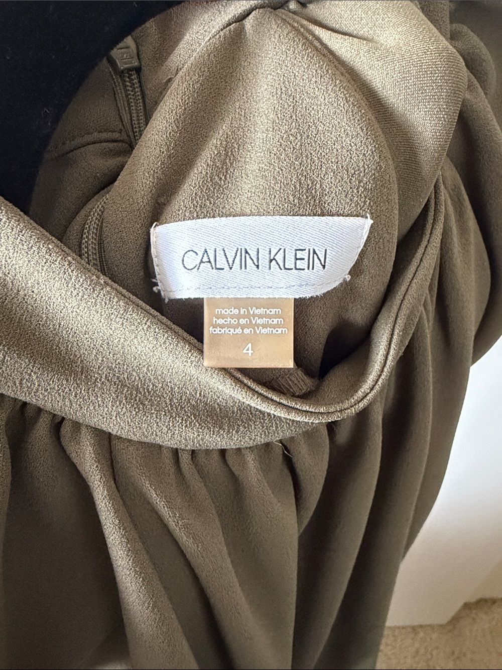 Calvin Klein|Chic Elegant Sleeveless Olive High-Neck Flutter Dress|Size 4|EUC - Picture 11 of 11
